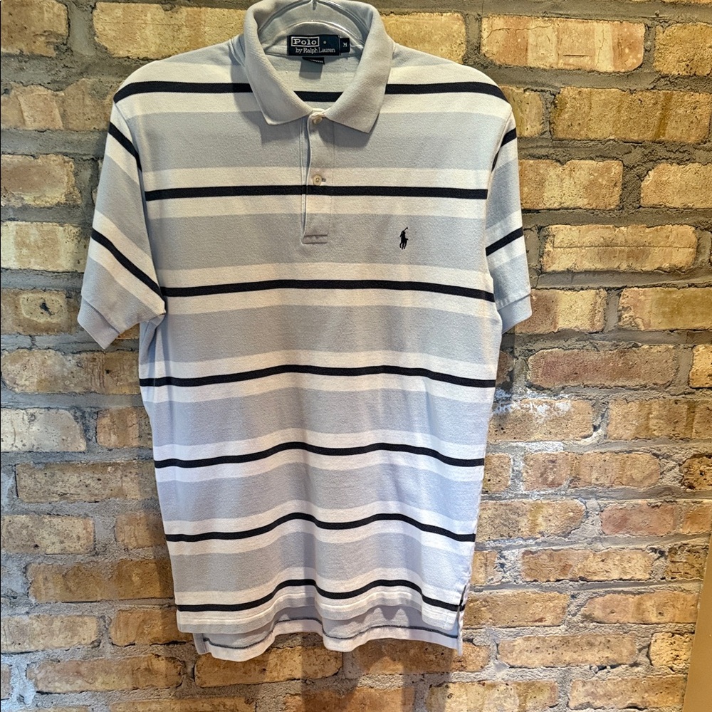 Polo Ralph Lauren men’s shirt, medium striped powder, blue navy white
